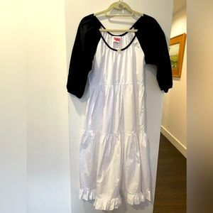 Never worn white cotton summer dress with black 3/4 sleeves